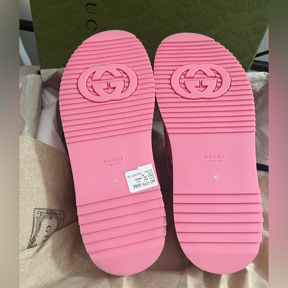NEW Gucci Angelina pink logo platform slides - Picture 10 of 12